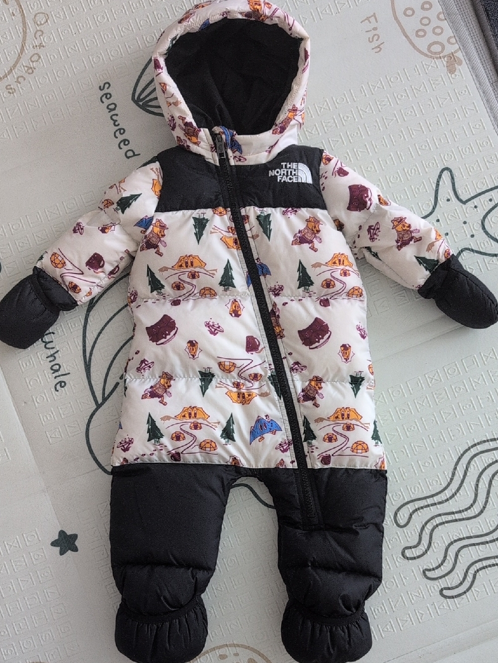 The North Face Infant Printed Snowsuit - White & Black